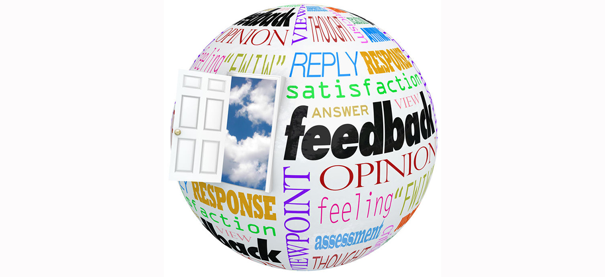 Slide Image of a colourful globe wioth the words "Feedback" and other related terms