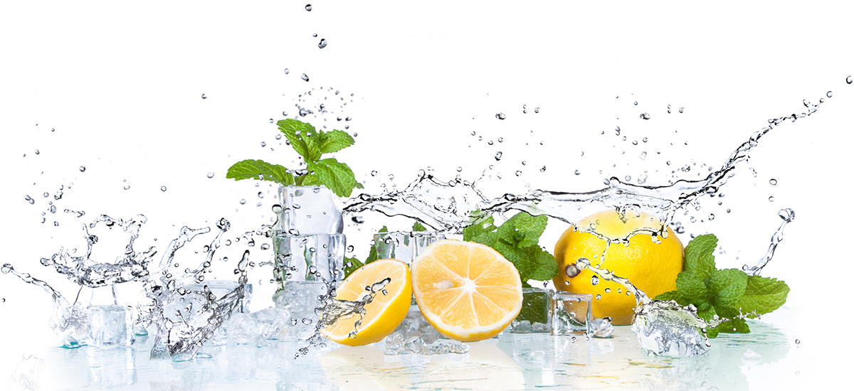 Slide Image. Vector Image  of fruit juice splashes across image of health fruit