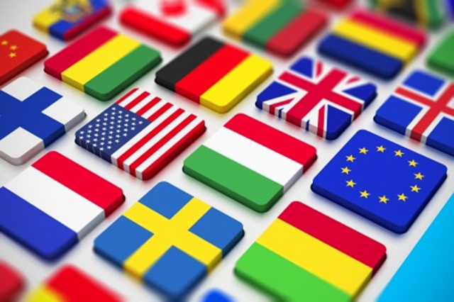 Image of  multinational flags on small squares