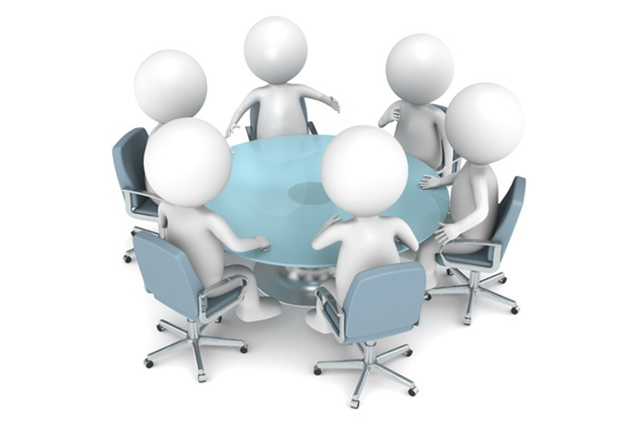 Vector image of people meeting around a table